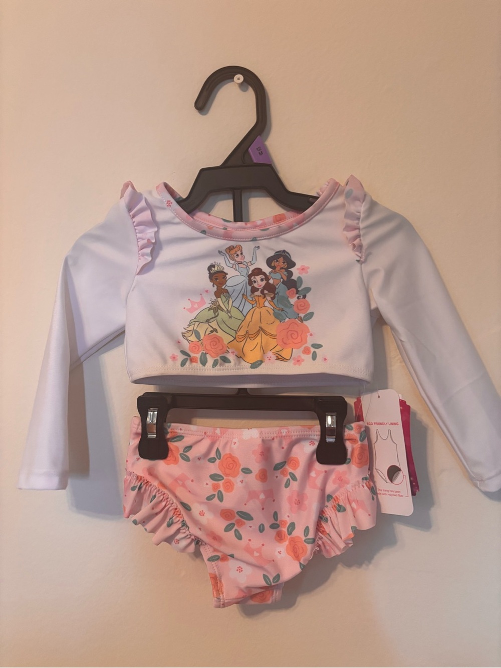 Disney Princess White and Pink Floral Two-Piece Swim Set